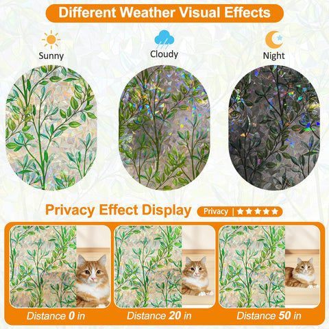 COUNTEWOL Privacy window film non-adhesive keeps windows stylish while preserving daylight