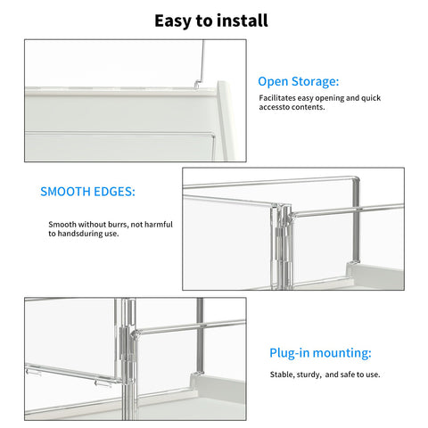 Covetree transparent storage shelves offer quick access to towels, clothes, and items.