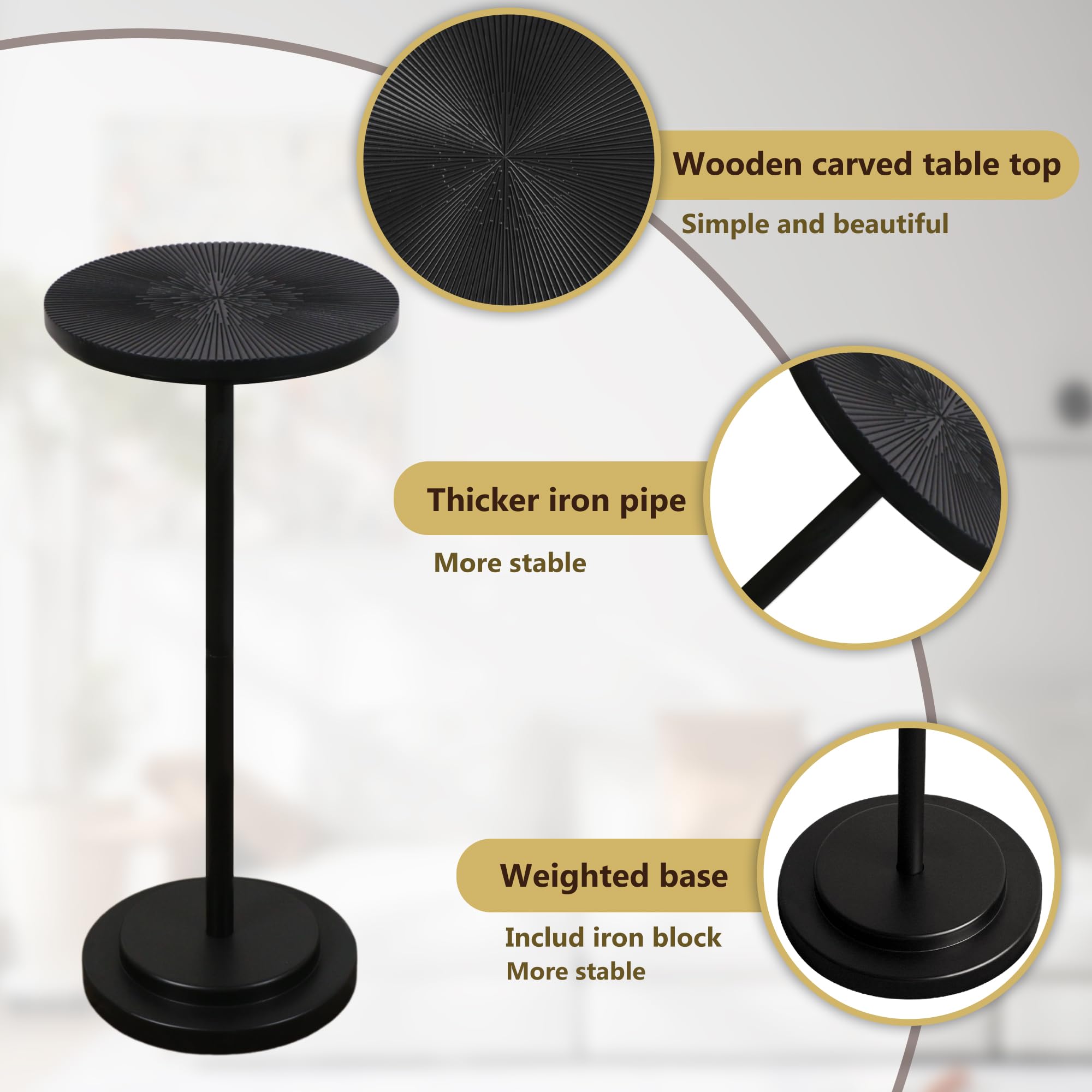 COVLON end table for living room displays photos or candles neatly.