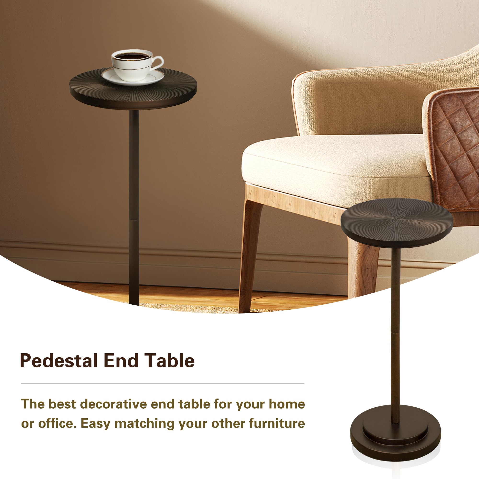 COVLON martini-style end table in brown for living rooms.