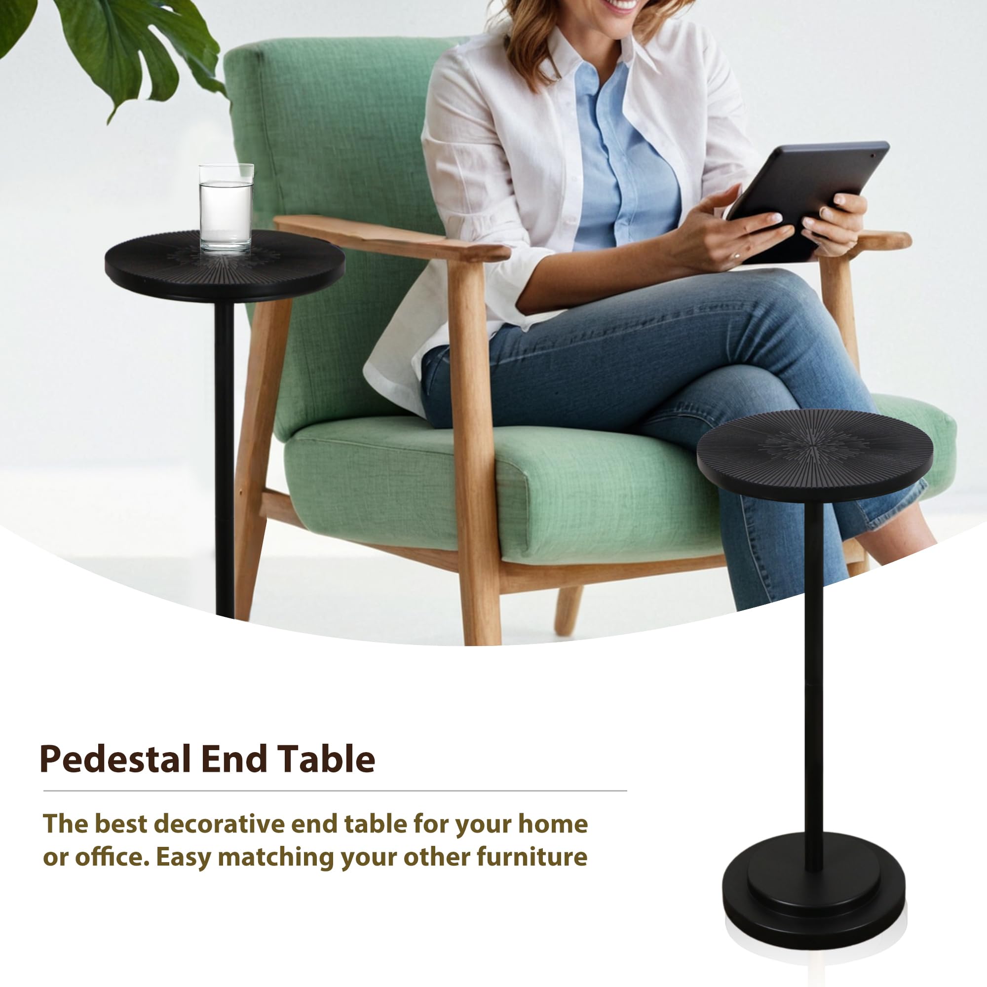 COVLON small side table in modern black enhances versatility in any room.