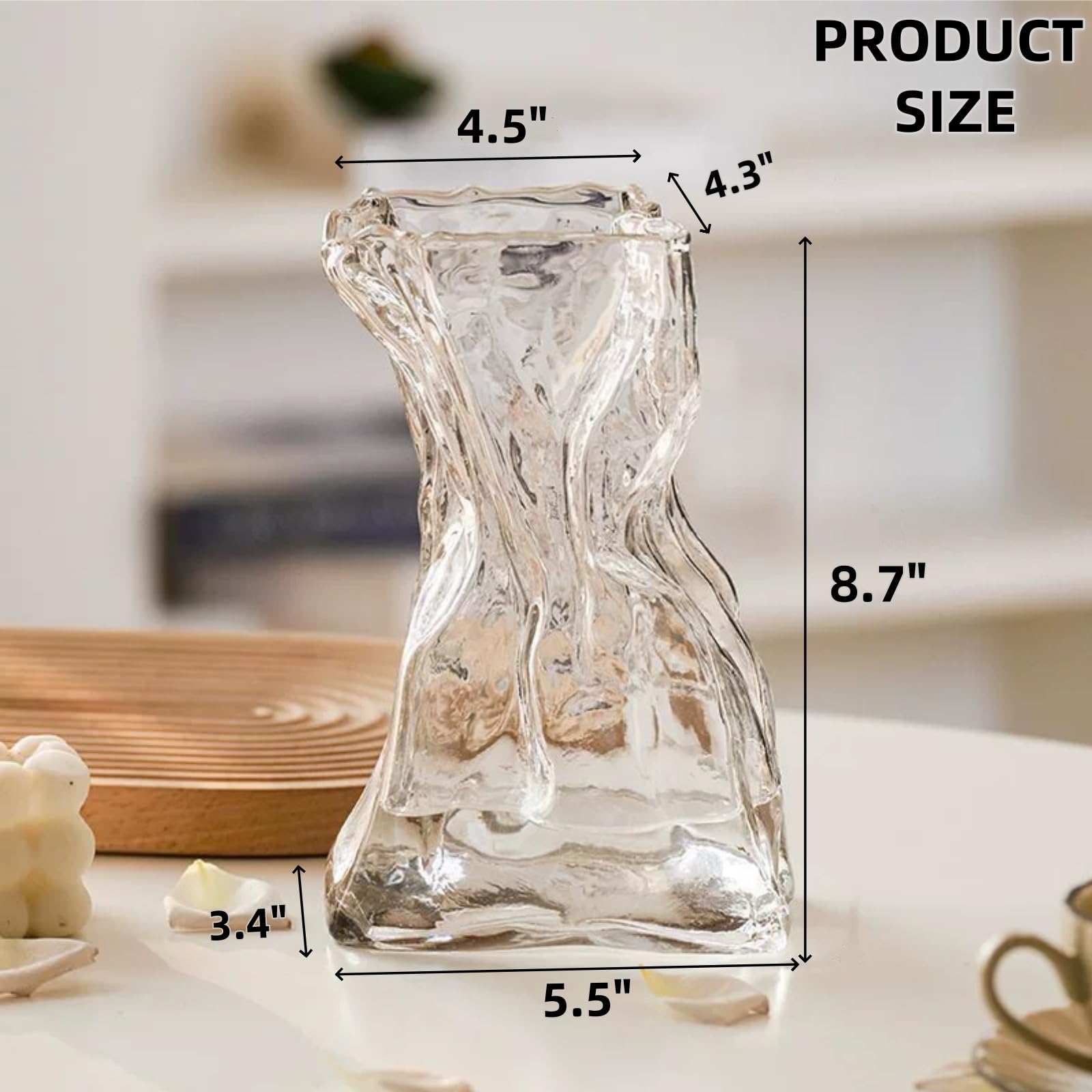 Covzoe clear glass vase with hemp rope accent adds warmth to living spaces.