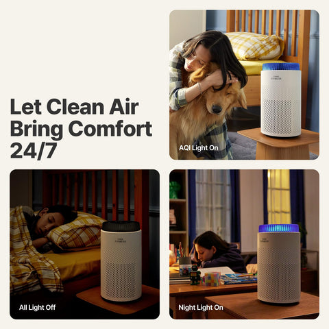 Auto mode icon on Coway purifier automatically adjusts airflow.