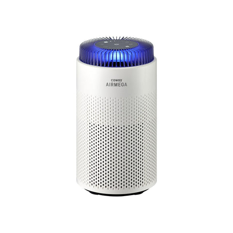 Coway air purifier front view with compact bedroom-ready design.