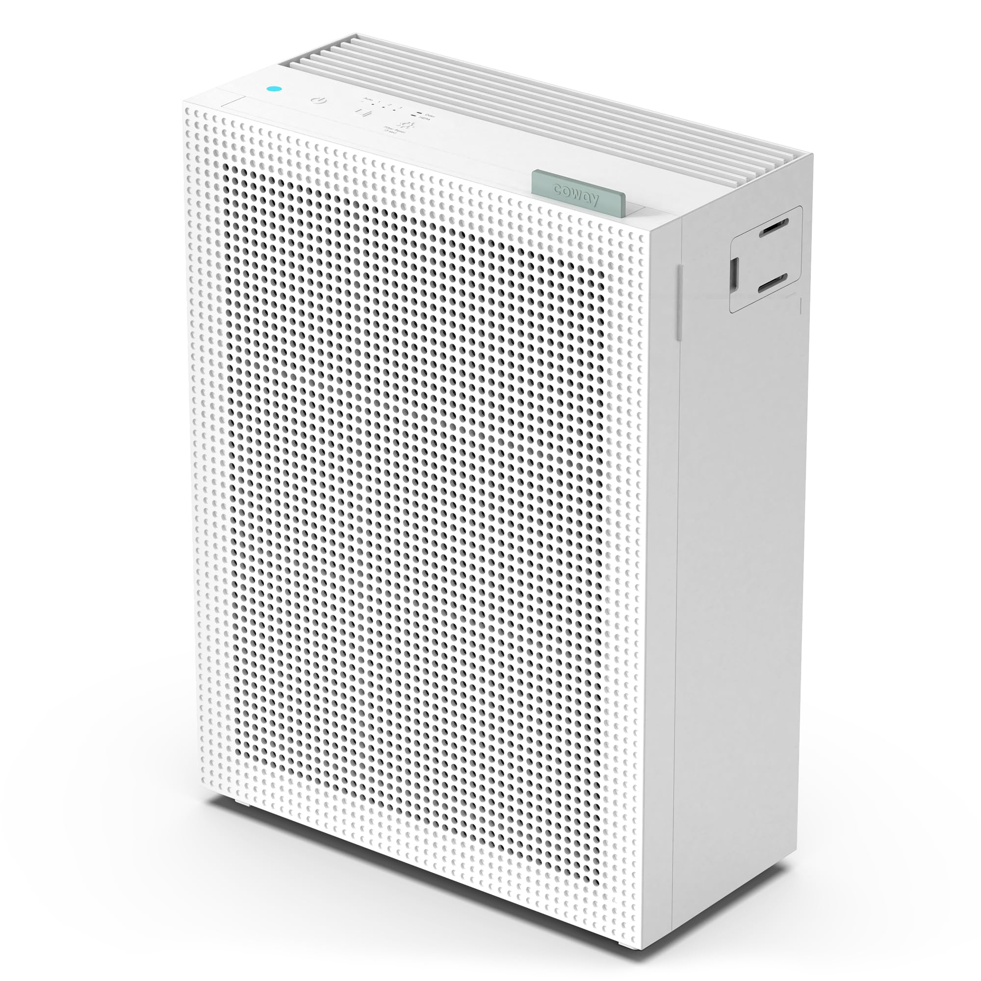 Coway Airmega 150 White front view showing a compact purifier for large rooms.
