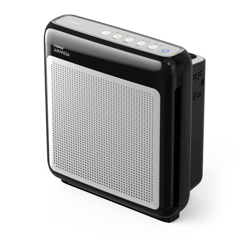 Coway Airmega 200M black front view showing compact design and intake performance.