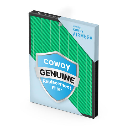 Coway Airmega 230/240 filter pack close-up with HEPA and carbon layers for cleaner air.