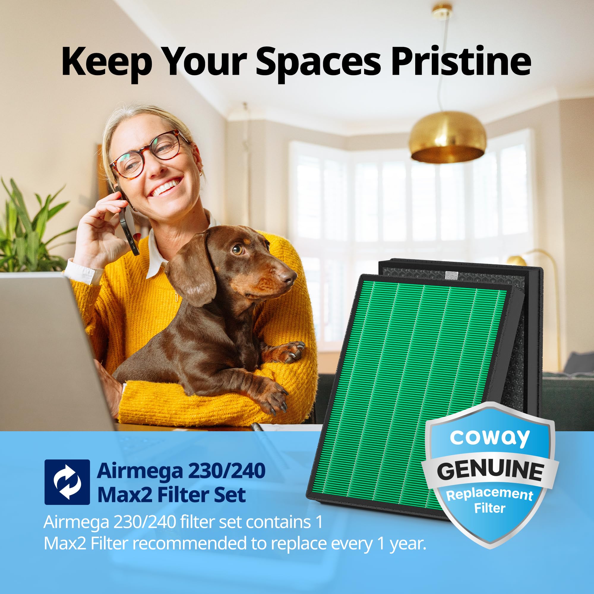 Coway Airmega 230/240 installation guide image for quick, tool-free filter replacement.