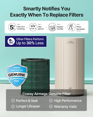 Coway Airmega 350 Beige Energy Star label indicating efficiency