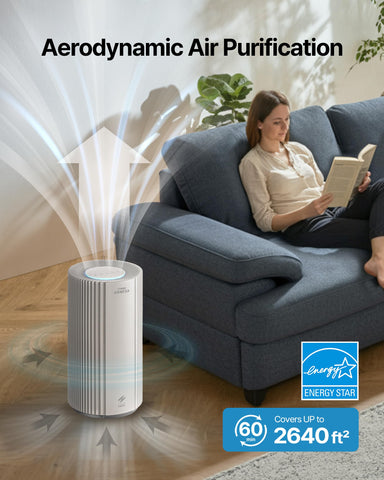 Coway Airmega 350 turbo eco mode demonstrates energy-efficient air purification.