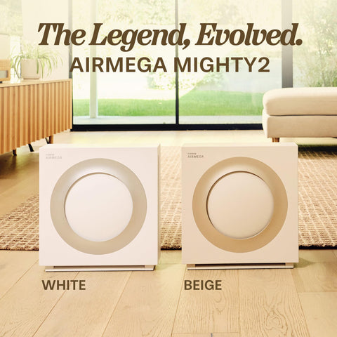 Coway Mighty2 control panel shows real-time air quality on a clear display.