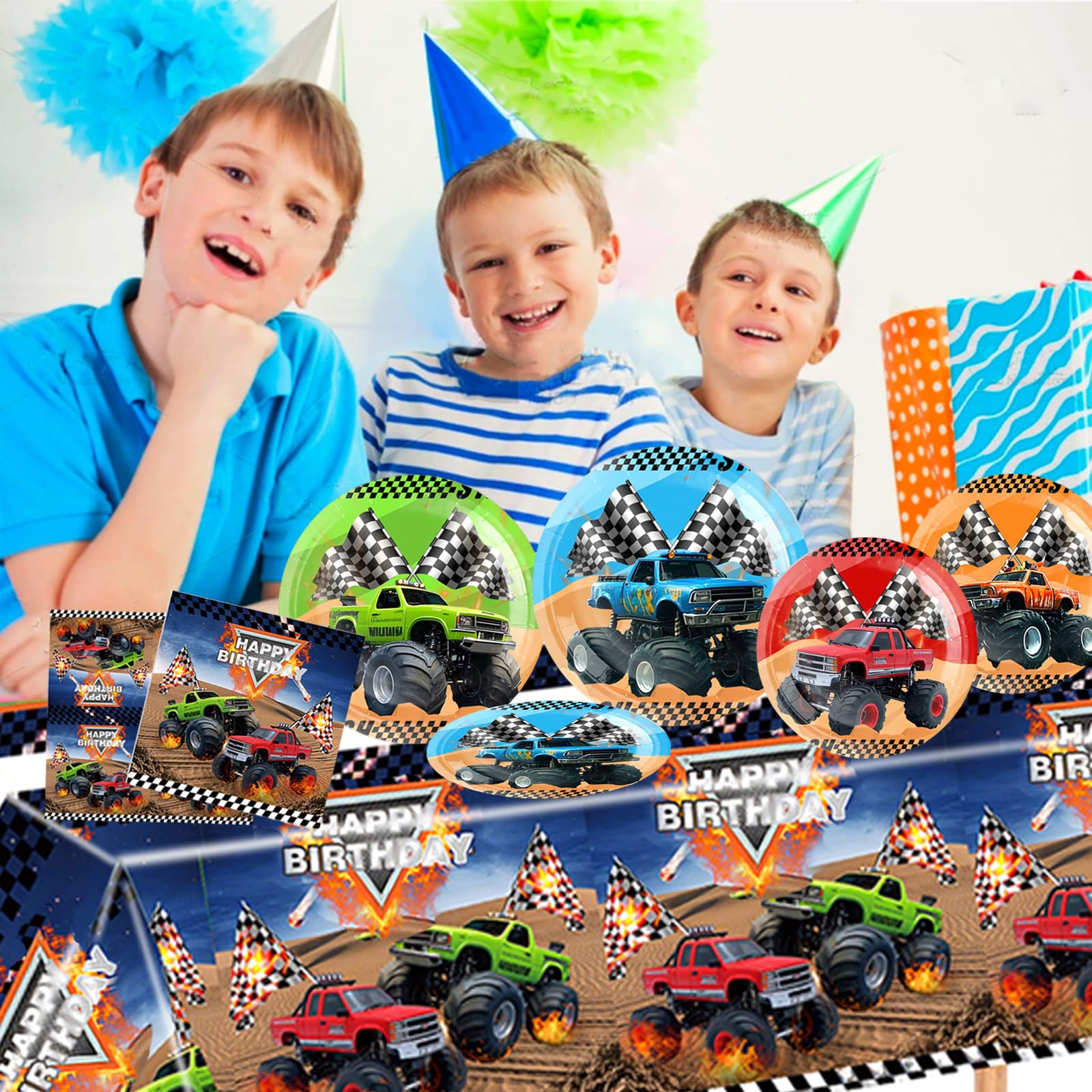 Cowisary Monster Truck cake topper adds a fun centerpiece for the cake.