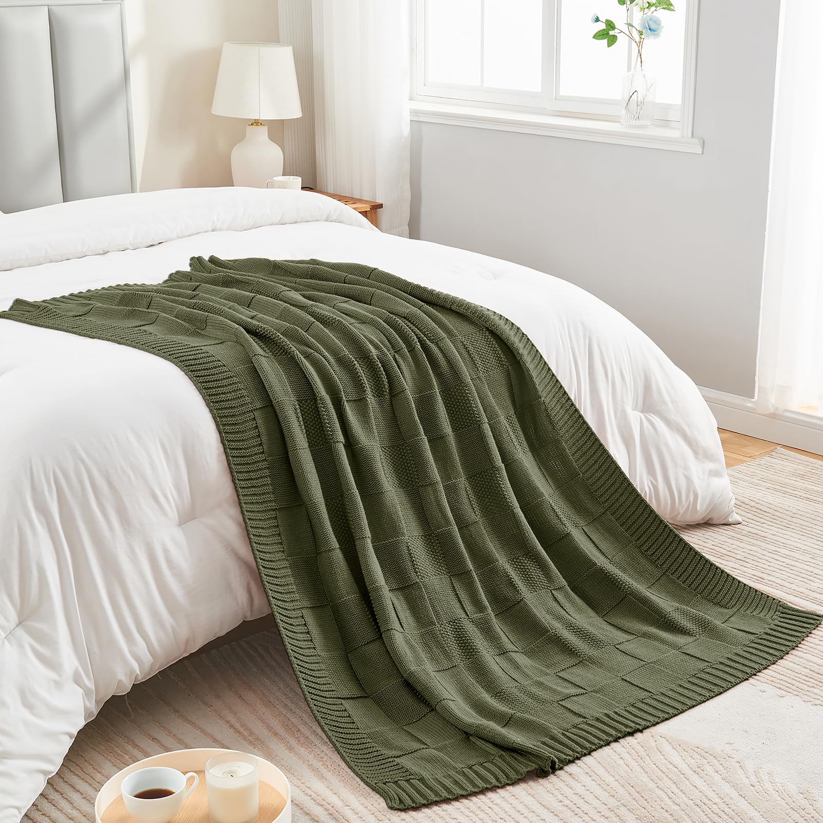 CozeCube olive throw lightweight warmth for year-round comfort