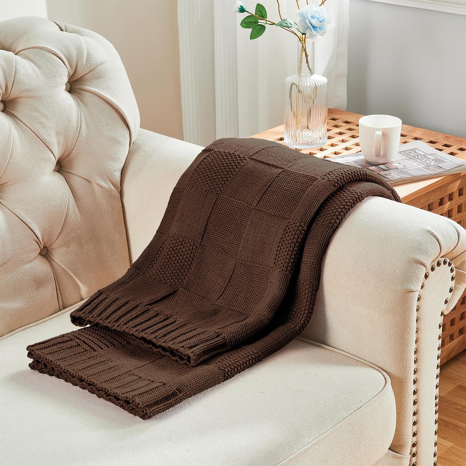 CozeCube cozy living room decor with soft textured throw
