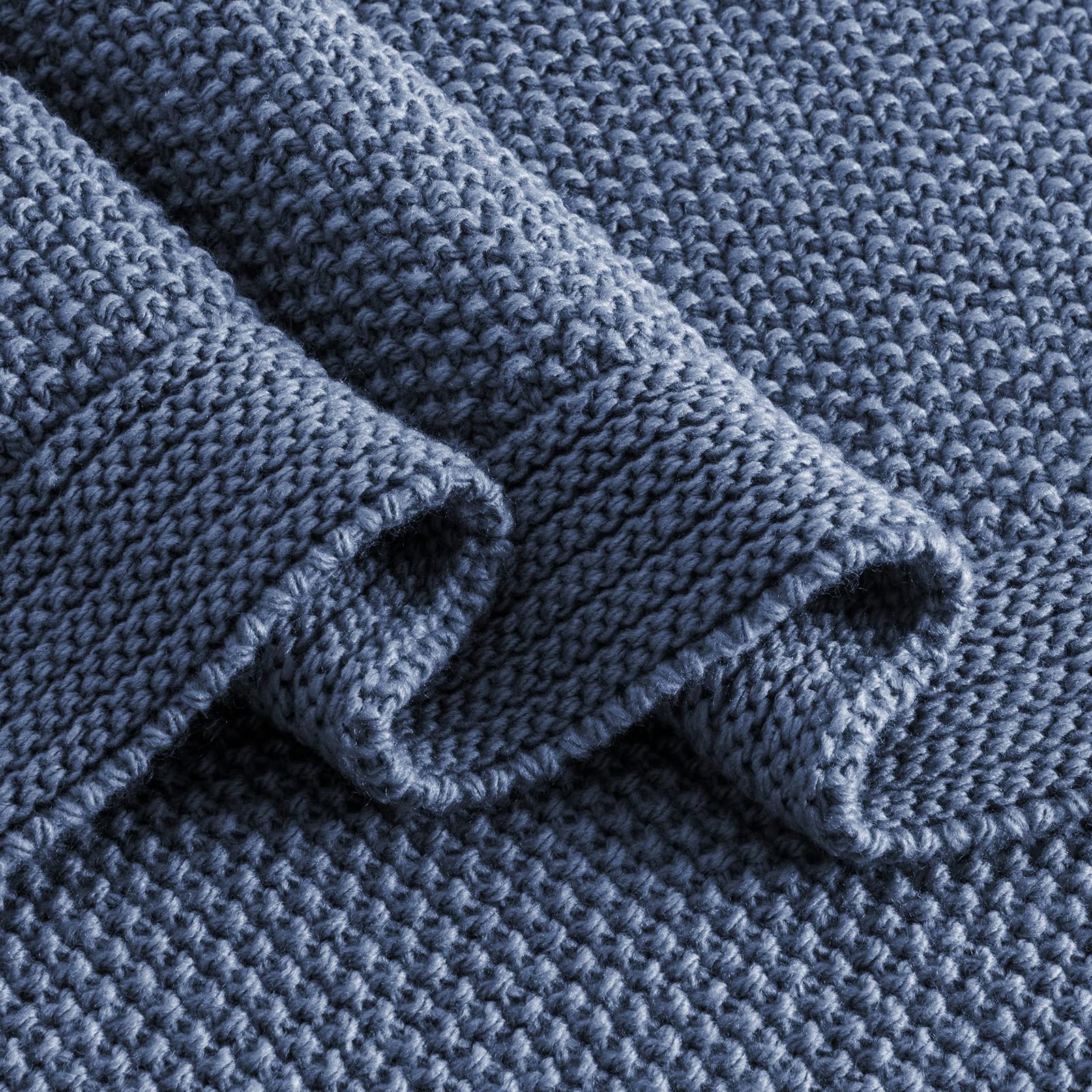 Dusty blue CozeCube knit blanket, gift ready for cozy nights