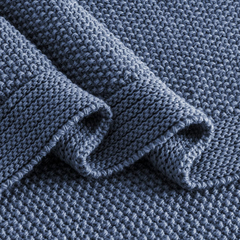 Dusty blue CozeCube knit blanket, gift ready for cozy nights