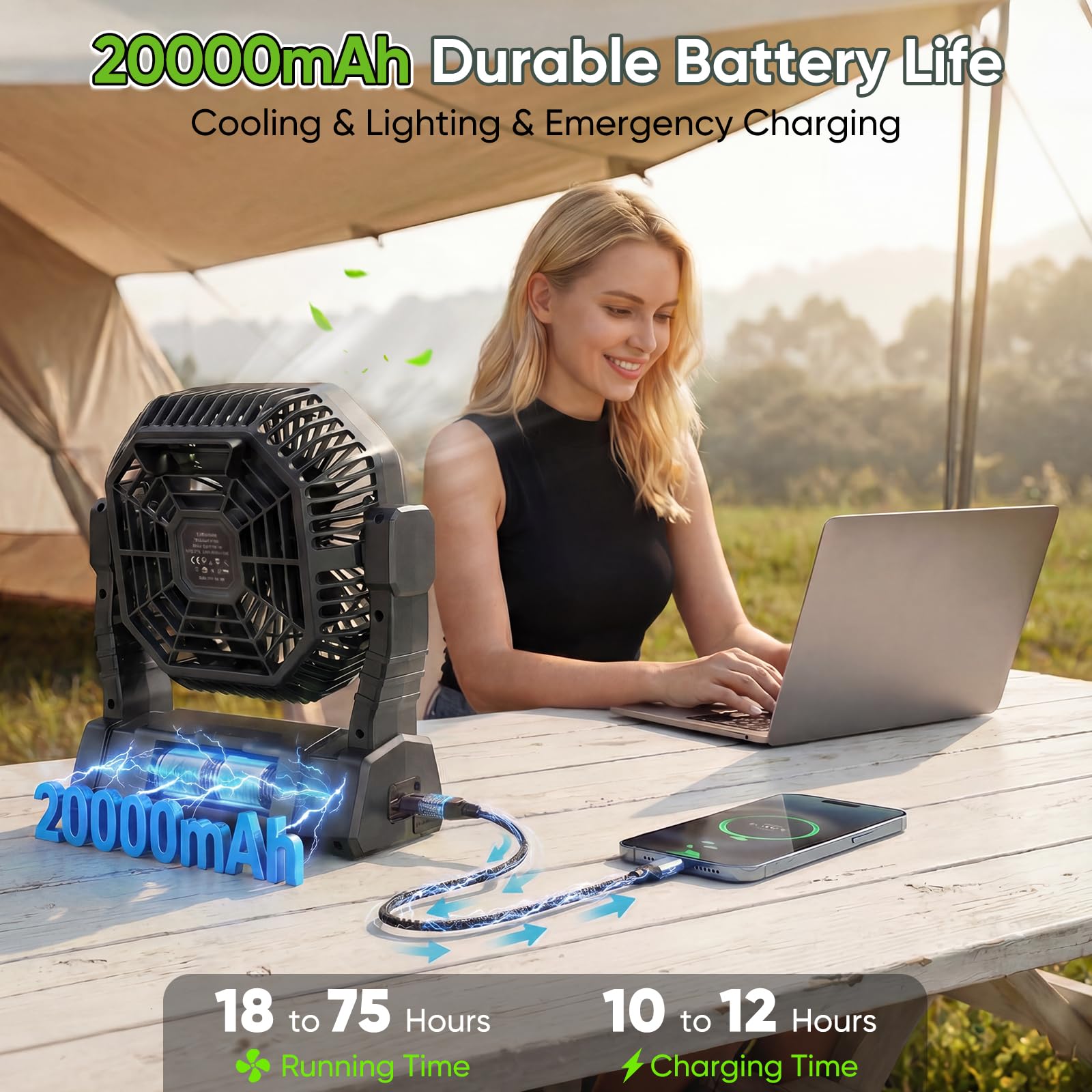 COZII portable fan operating quietly for bedroom or workspace