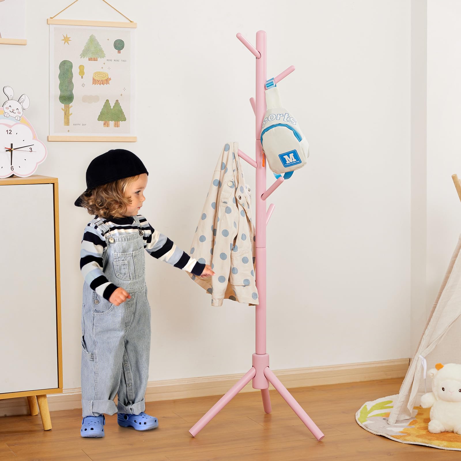 Cozivolife beech wood rack blends natural grain with playful color