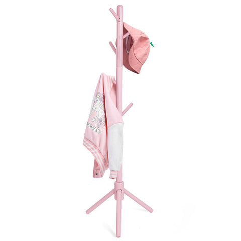 Cozivolife Kid's Coat Rack pink with 9 hooks for organized coats in hallway