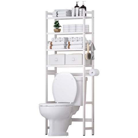Cozivolife over-the-toilet storage rack in white maximizing vertical space.