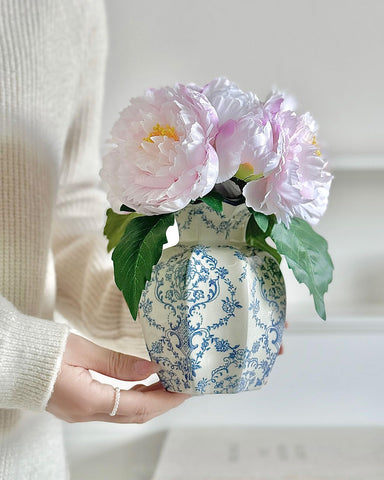 COZLIV Vintage Blue Ceramic Vase packed in gift box for gifting occasions.