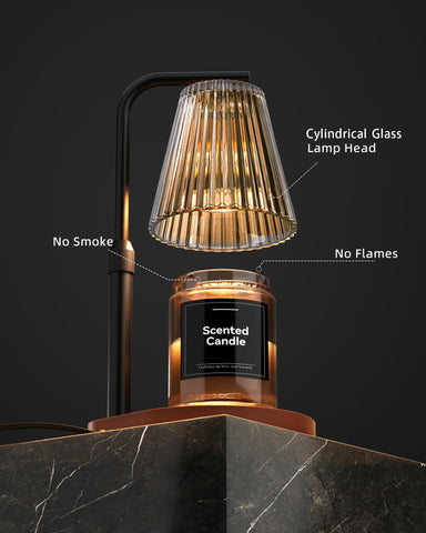 Cozmara Candle Warmer Lamp glass shade highlights warm glow and even heat distribution.