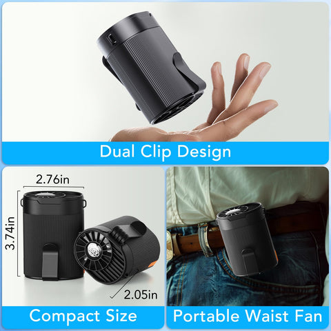 COZOME waist fan features a 3000mAh battery for all-day power