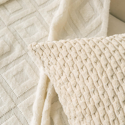 Cozoomy pillow cover showing hidden zipper for easy removal and neat edges.
