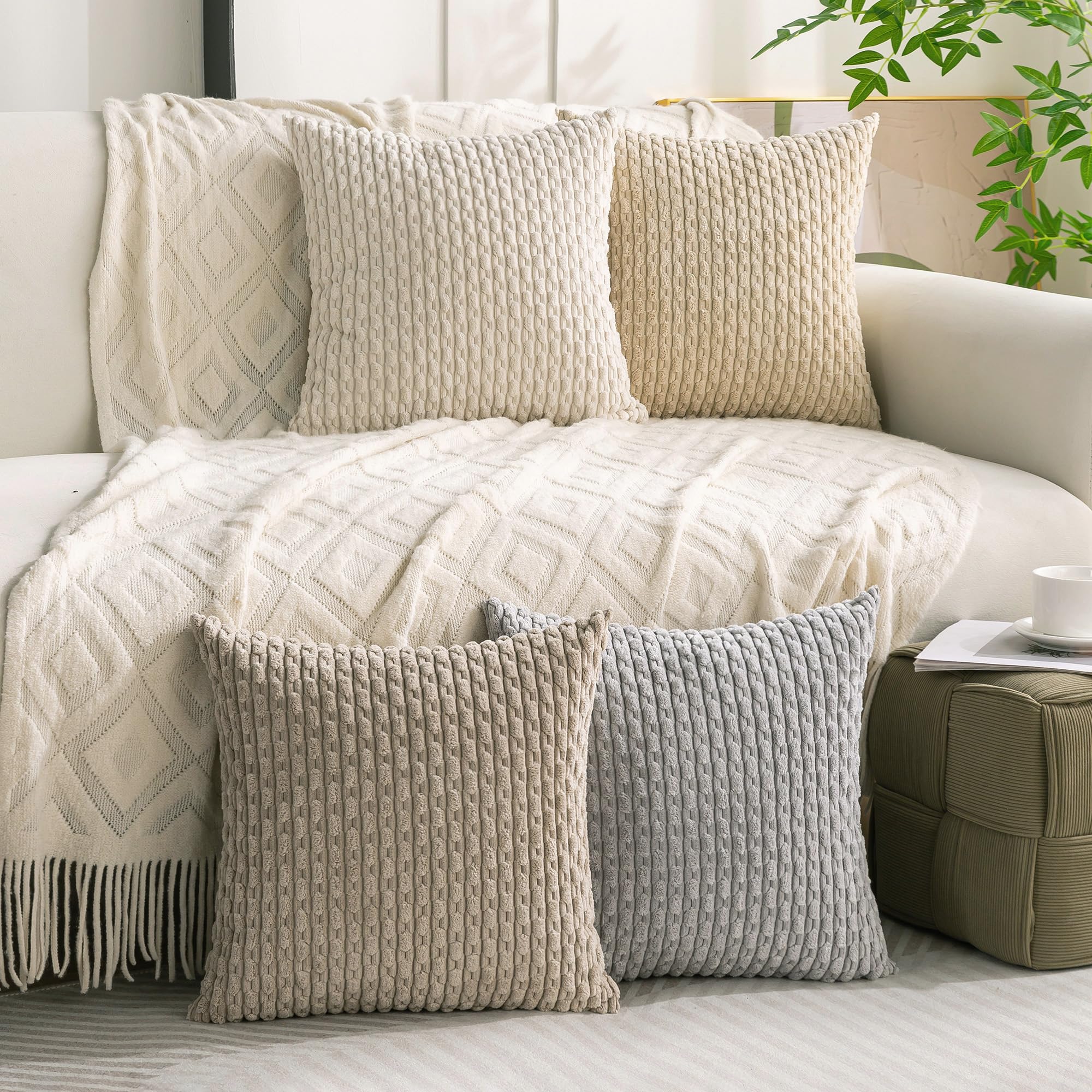 Cozoomy neutral pillow cover 20x20 folded display for versatile styling