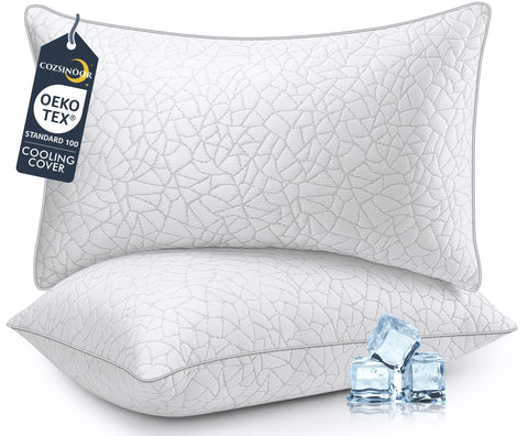 COZSINOOR queen pillow close-up highlights plush microfiber fill for comfort.