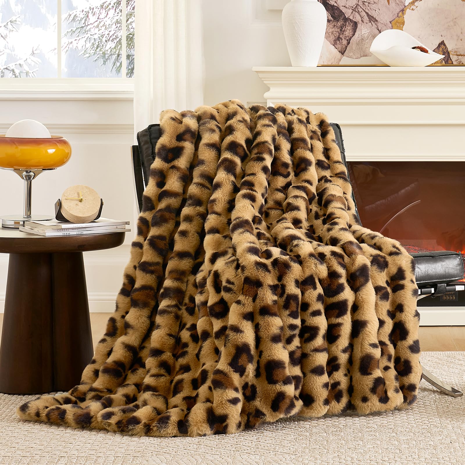 Cozy Bliss Bubble Shape design Faux Fur Throw adds modern texture