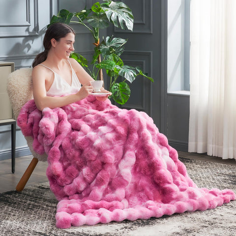 Cozy Bliss Bubble Throw closeup of soft fur texture for comfort