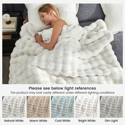 Cozy Bliss cream color throw complements bed or couch décor.
