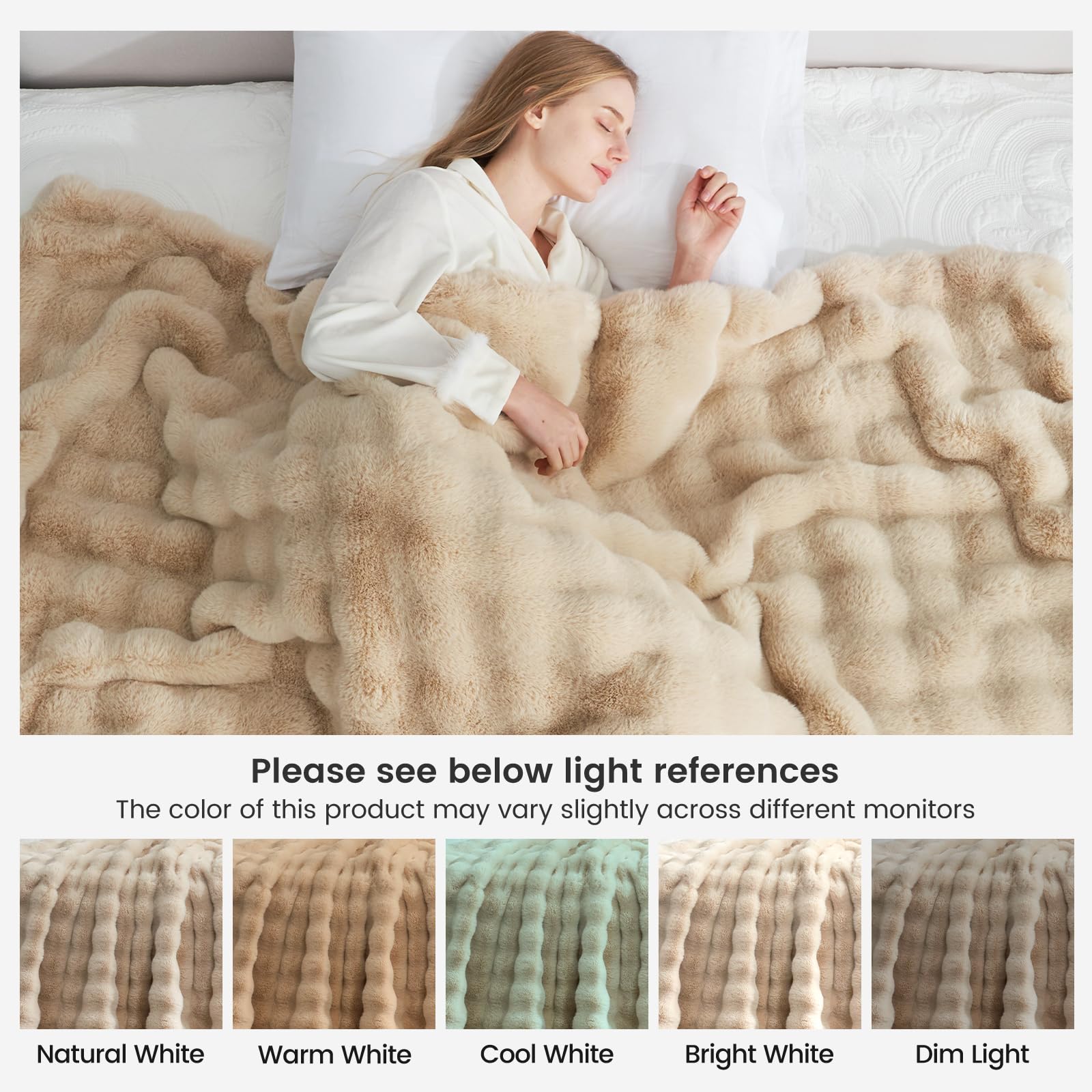 Cozy Bliss bubble throw fiber detail shows premium anti-fade fleece.