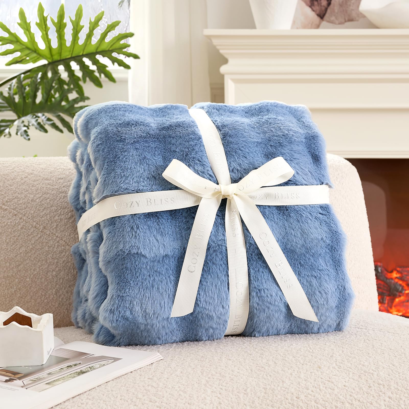 Cozy Bliss bubble throw on sofa demonstrates inviting texture for lounging