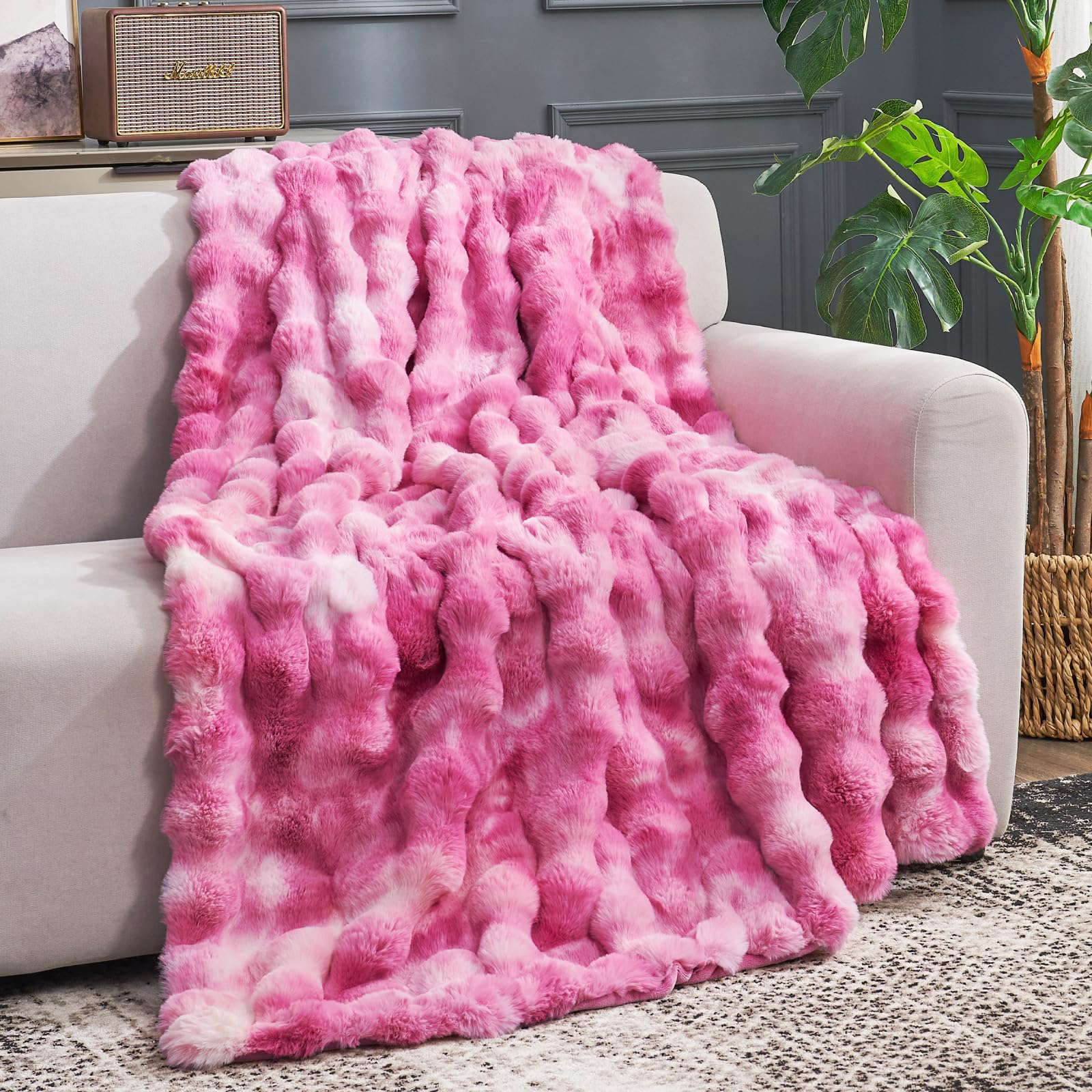 Cozy Bliss Bubble Throw draped on a sofa for cozy living space