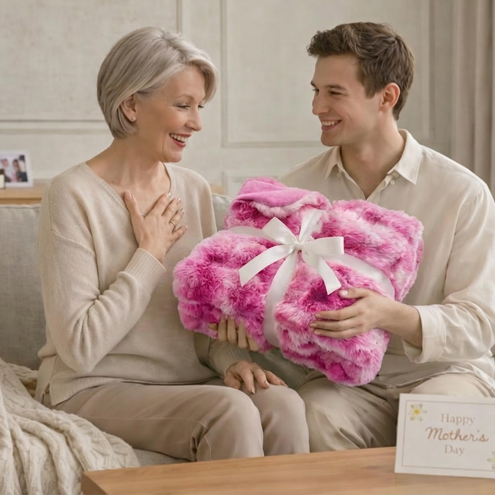 Cozy Bliss Bubble Throw pink tie-dye finish adds color to a room