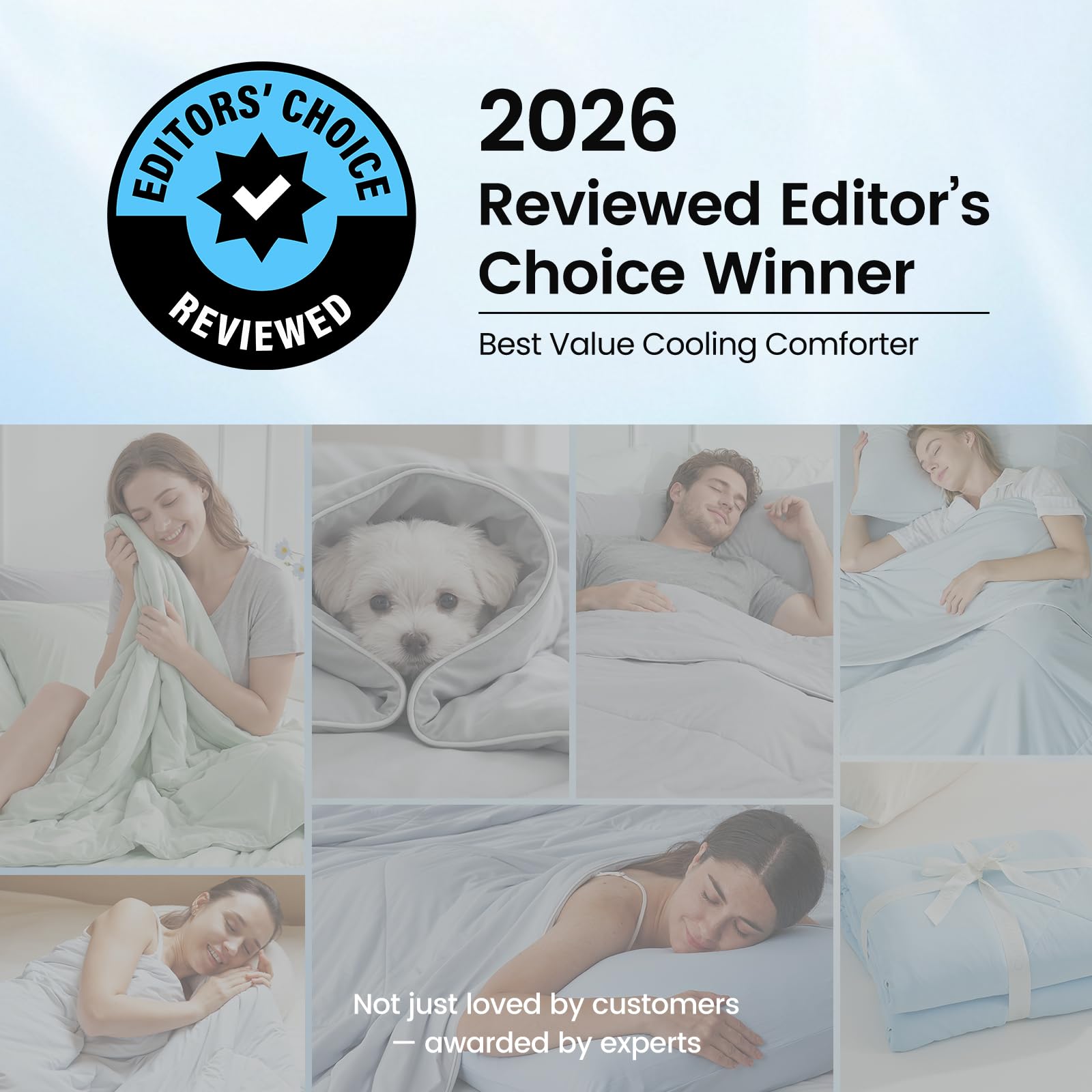 Folded Cozy Bliss cooling comforter shows lightweight OEKO-TEX fabric.