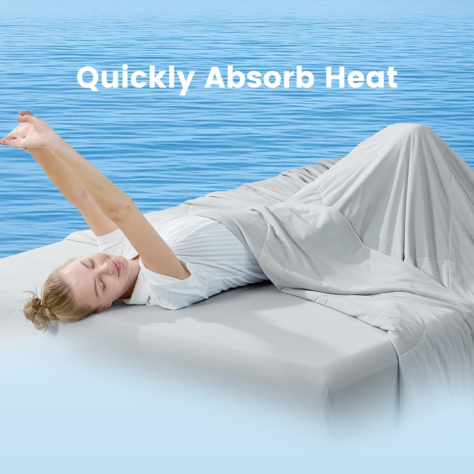 Outdoor scene demonstrates versatility as a lightweight cover during warm nights.