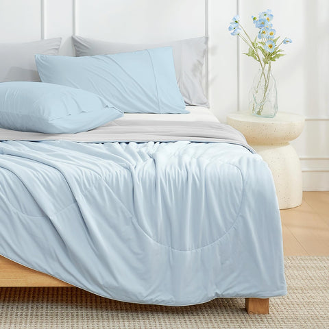 Cozy Bliss cooling comforter queen bedroom ambience, cool and calm.