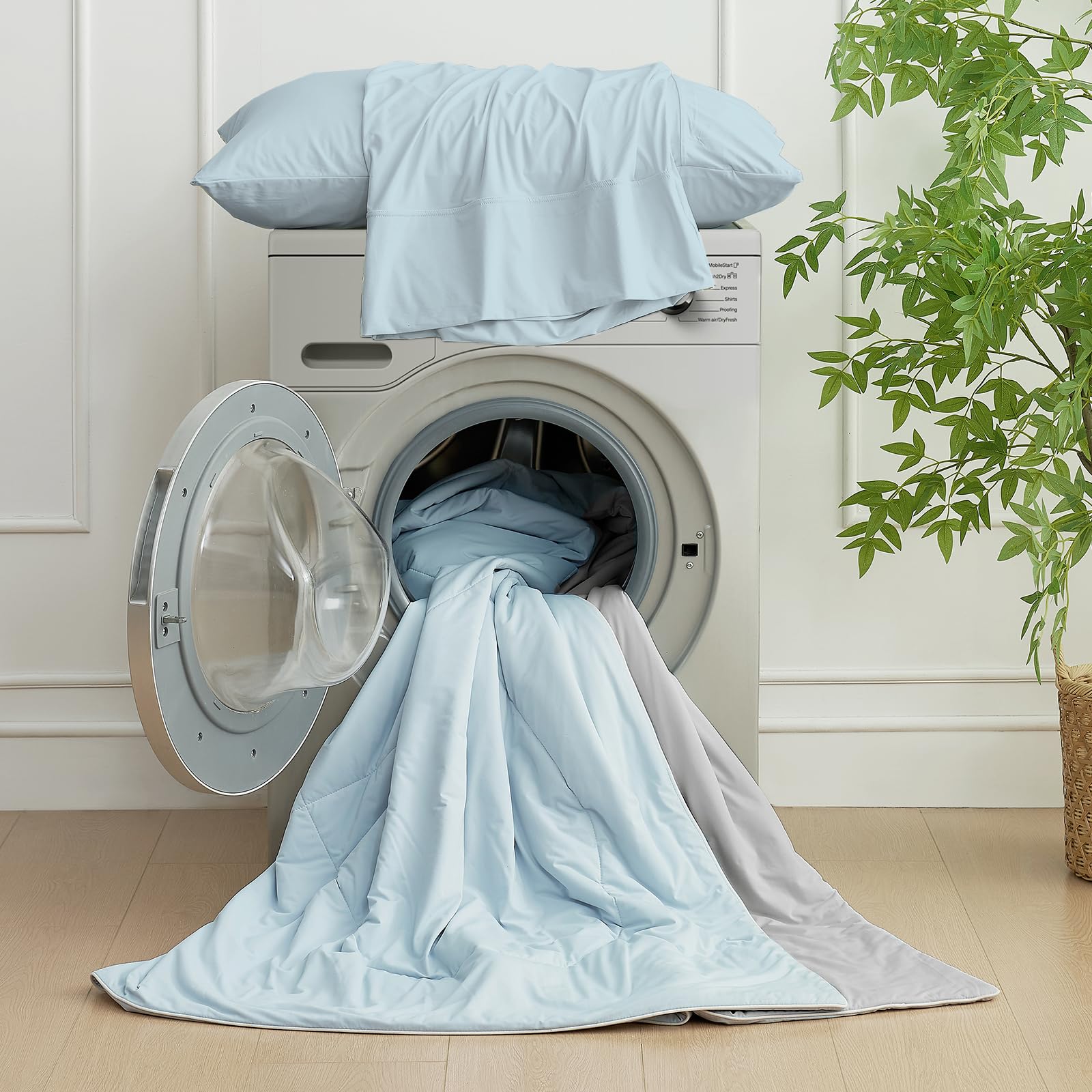 Cozy Bliss cooling comforter queen lightweight material, ideal for warm weather.