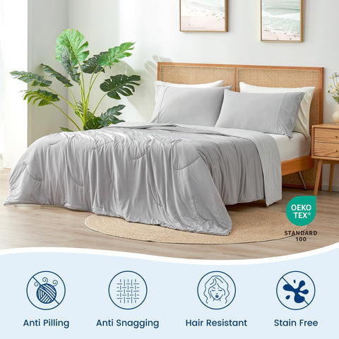 Cozy Bliss cooling comforter silky-soft fabric feels gentle against skin