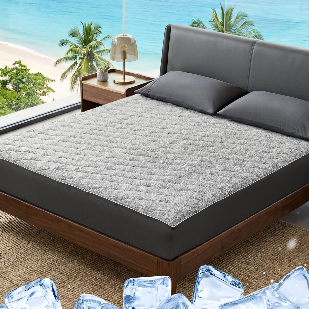 Cozy Bliss cooling mattress protector surface shows cool-touch comfort for hot sleepers