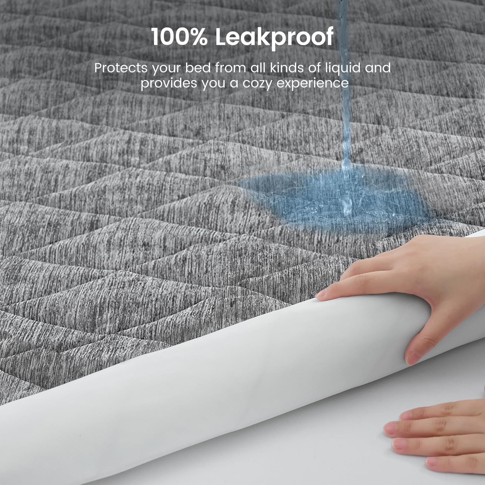 Cozy Bliss waterproof layer shields the mattress while staying soft