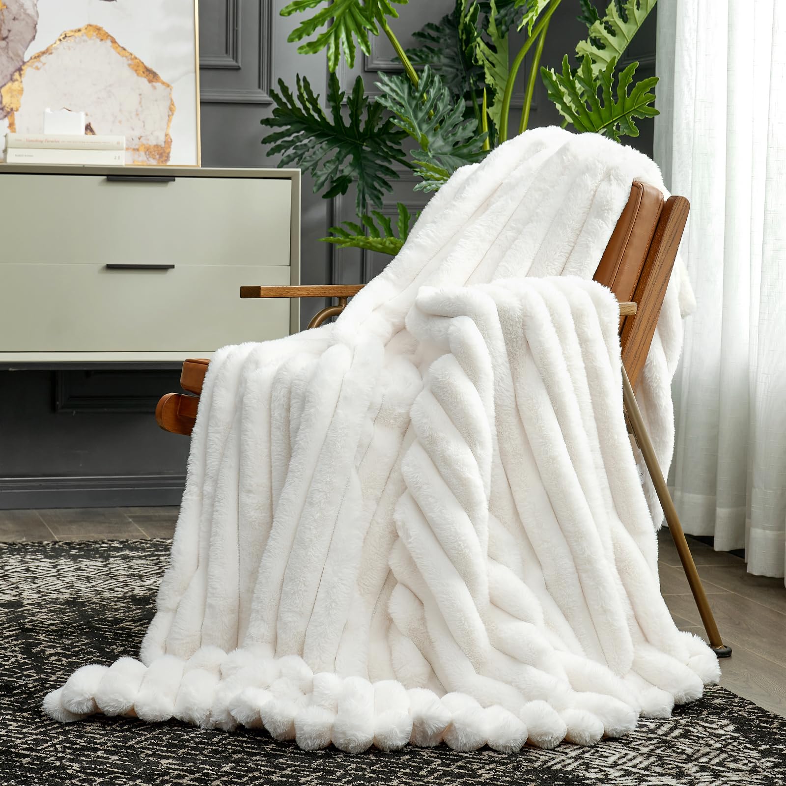 Cozy Bliss decorative blanket draped in bedroom for elegance.