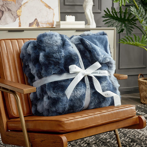 Cozy Bliss bubble blue on sofa demonstrates versatile styling for living rooms