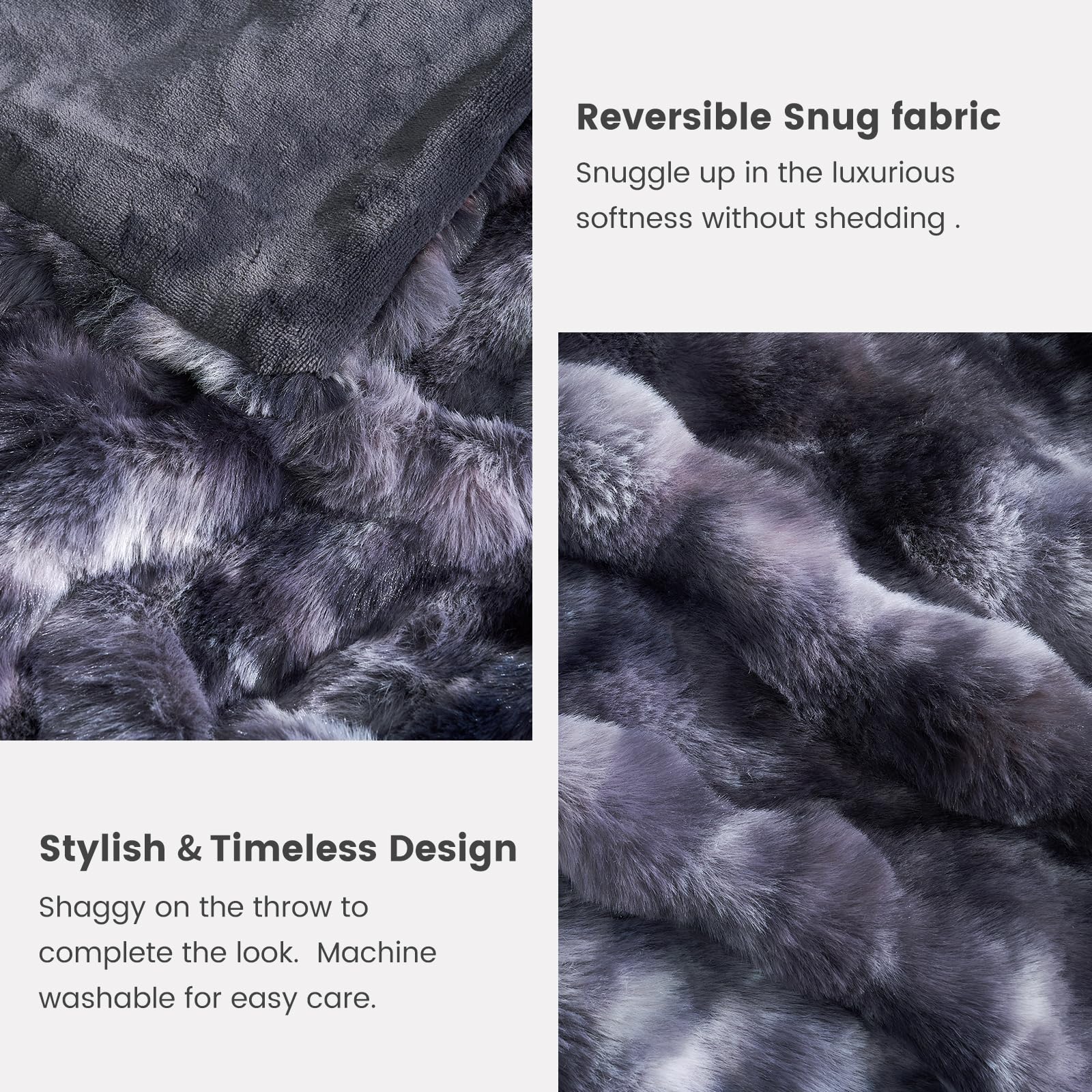 Cozy Bliss faux fur throw bubble high-low design adds texture to decor.