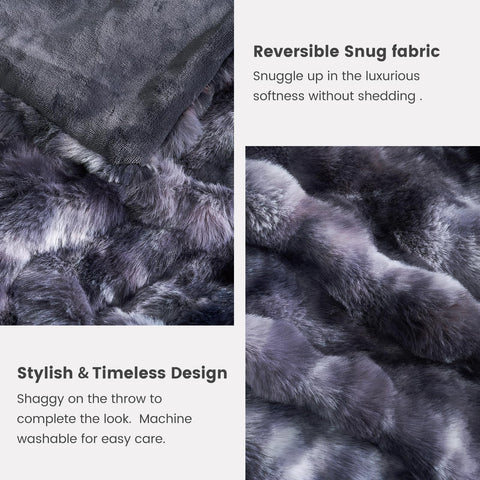 Cozy Bliss faux fur throw bubble high-low design adds texture to decor.