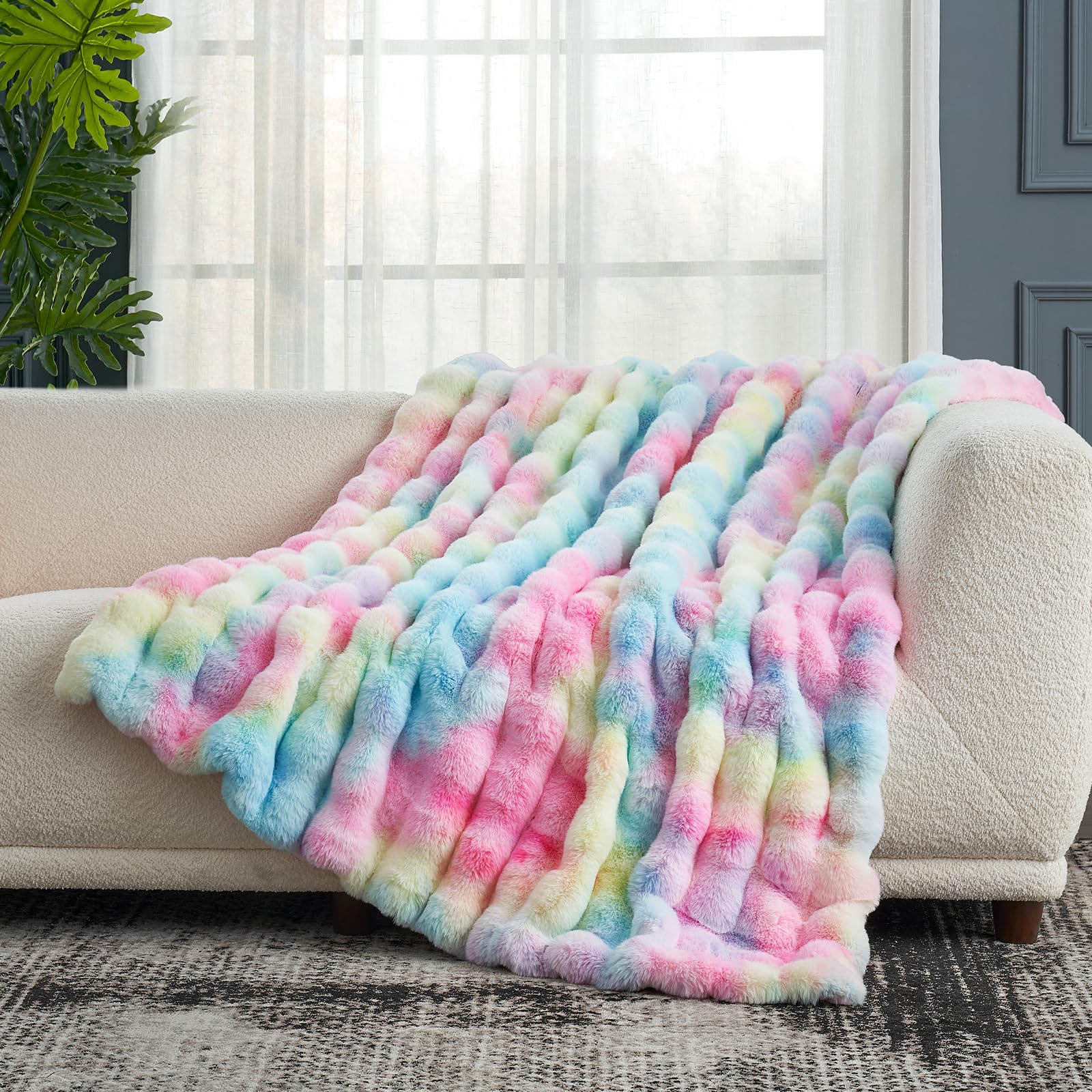 Cozy Bliss living room styling with a plush throw