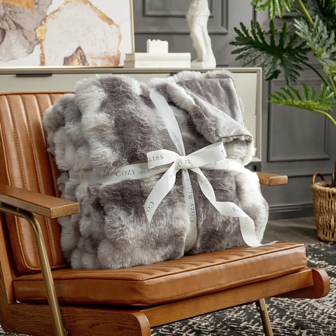 Cozy Bliss faux rabbit fur face and silky micromink inside for double softness